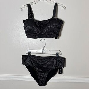 California Waves Swimsuit 2 Piece Bikini Convertible Padded Bandeau Shimmery NWT
